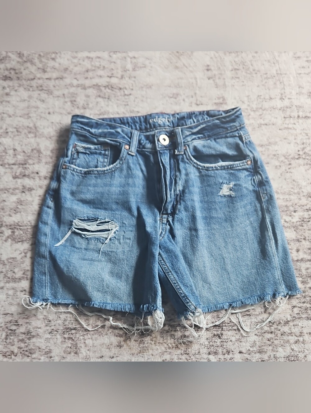 edge Blue Distressed Denim Shorts
